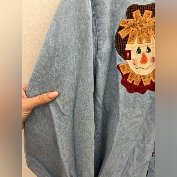 Vintage Scarecrow Jean Button Down Long Sleeve Size Medium - Large - Picture 2 of 6